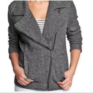 Catherine Malandrino women's cropped moto jacket size M gray